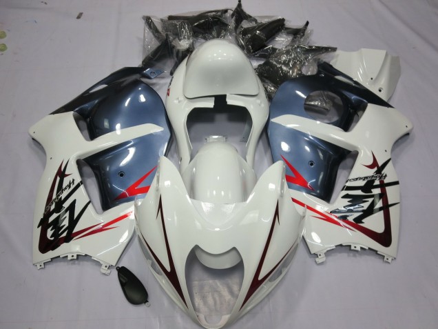 1997-2007 White and Dusty Blue Suzuki GSXR 1300 Motorcycle Fairing UK 1997-2007 White and Dusty Blue Suzuki GSXR 1300 Motorcycle Fairing UK