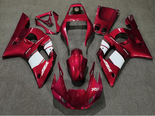 1998-2002 Deep Red & White Yamaha R6 Motorcycle Fairing UK 1998-2002 Deep Red & White Yamaha R6 Motorcycle Fairing UK