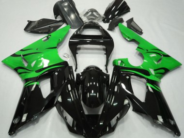 2000-2001 Black Flame & Green Yamaha R1 Motorcycle Fairing UK