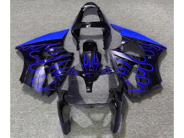 2000-2002 Gloss Black & Blue Flame Kawasaki ZX6R Motorcycle Fairing UK