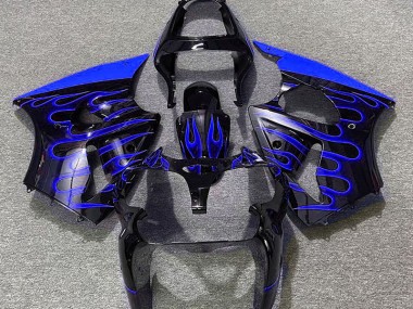 2000-2002 Gloss Black & Blue Flame Kawasaki ZX6R Motorcycle Fairing UK