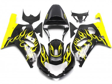 2001-2003 Vibrant Yellow Flame Suzuki GSXR 600-750 Motorcycle Fairing UK