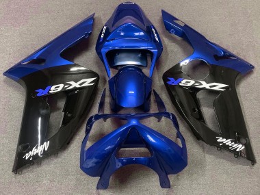 2003-2004 Gloss Blue and Black Kawasaki ZX6R Motorcycle Fairing UK