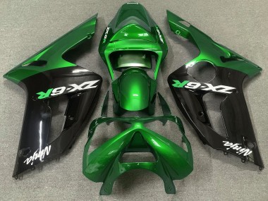 2003-2004 Gloss Green and Black Kawasaki ZX6R Motorcycle Fairing UK