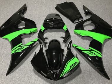 2003-2005 Gloss Black and Green Yamaha R6 Motorcycle Fairing UK