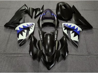 2004-2005 Matte Black and Dark Blue Shark Kawasaki ZX10R Motorcycle Fairing UK
