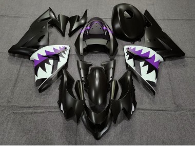 2004-2005 Matte Black and Purple Shark Kawasaki ZX10R Motorcycle Fairing UK