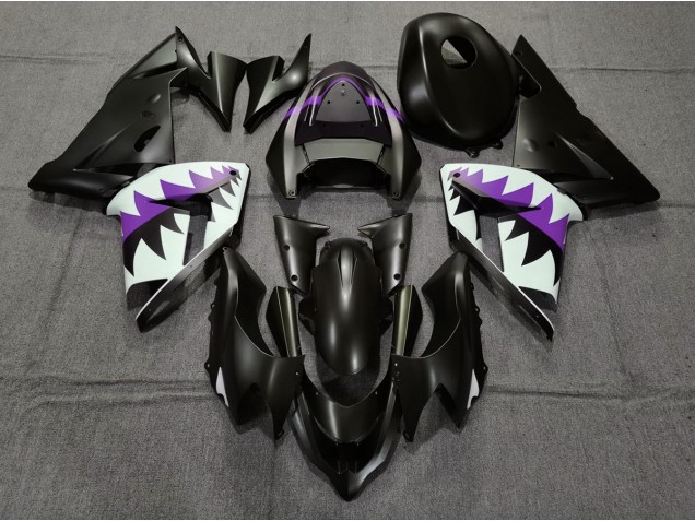 2004-2005 Matte Black and Purple Shark Kawasaki ZX10R Motorcycle Fairing UK 2004-2005 Matte Black and Purple Shark Kawasaki ZX10R Motorcycle Fairing UK