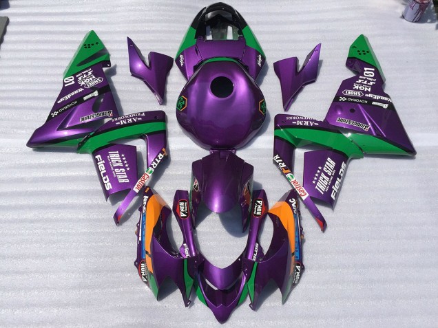 2004-2005 Purple and Green Trickstar Kawasaki ZX10R Motorcycle Fairing UK 2004-2005 Purple and Green Trickstar Kawasaki ZX10R Motorcycle Fairing UK
