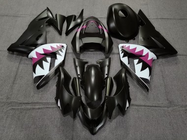 2004-2005 copy of Matte Black and Pink Shark Kawasaki ZX10R Motorcycle Fairing UK