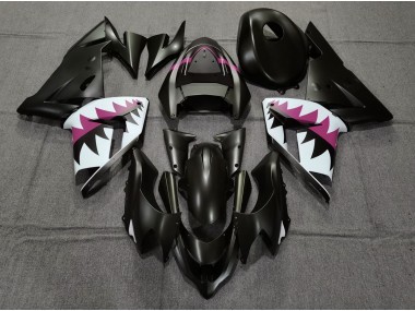 2004-2005 copy of Matte Black and Pink Shark Kawasaki ZX10R Motorcycle Fairing UK
