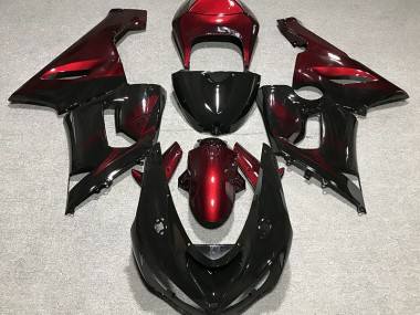 2005-2006 Gloss Black & Deep Red Kawasaki ZX6R Motorcycle Fairing UK