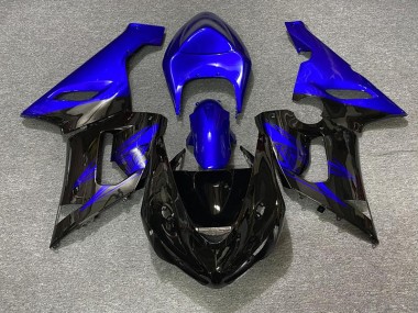 2005-2006 Gloss Black and Blue Kawasaki ZX6R Motorcycle Fairing UK