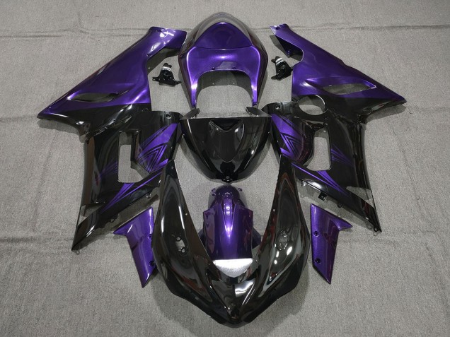 2005-2006 Gloss Black and Purple Kawasaki ZX6R Motorcycle Fairing UK 2005-2006 Gloss Black and Purple Kawasaki ZX6R Motorcycle Fairing UK