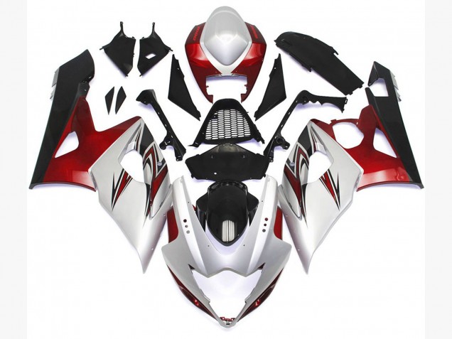 2005-2006 Gloss White Style with Silver Hints and Bronze Suzuki GSXR 1000 Motorcycle Fairing UK 2005-2006 Gloss White Style with Silver Hints and Bronze Suzuki GSXR 1000 Motorcycle Fairing UK