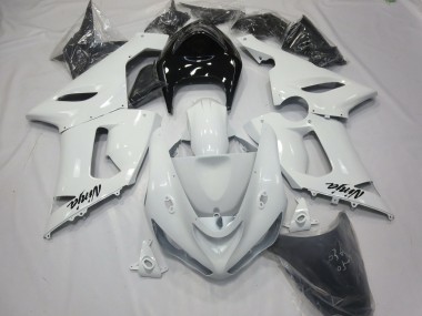 2005-2006 Gloss White with Black tail Kawasaki ZX6R Motorcycle Fairing UK
