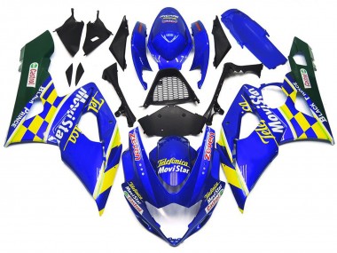 2005-2006 MoviStar Blue and Yellow Check Suzuki GSXR 1000 Motorcycle Fairing UK