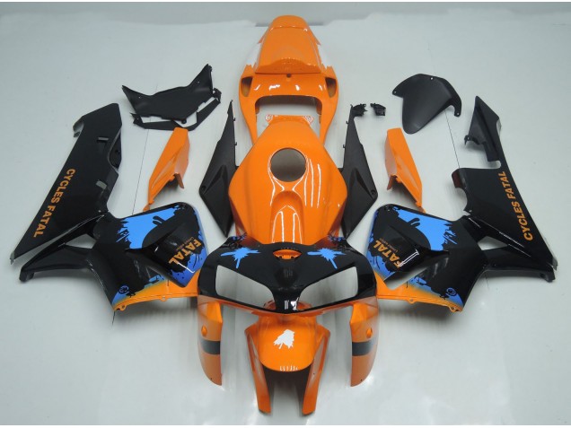 2005-2006 Orange and Black Splatter Honda CBR600RR Motorcycle Fairing UK 2005-2006 Orange and Black Splatter Honda CBR600RR Motorcycle Fairing UK