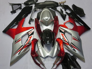 2005-2006 Red and Silver Suzuki GSXR 1000 Motorcycle Fairing UK