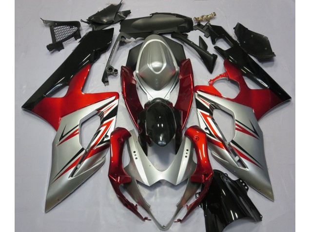 2005-2006 Red and Silver Suzuki GSXR 1000 Motorcycle Fairing UK 2005-2006 Red and Silver Suzuki GSXR 1000 Motorcycle Fairing UK
