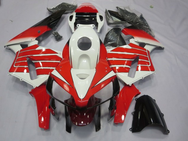 2005-2006 Red and White Large Stripe Honda CBR600RR Motorcycle Fairing UK