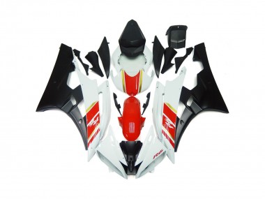 2006-2007 Custom Matte Black and Red with White Yamaha R6 Motorcycle Fairing UK