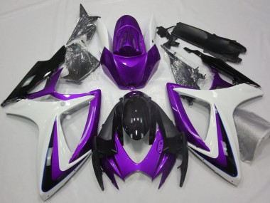 2006-2007 Purple & White Debadged Suzuki GSXR 600-750 Motorcycle Fairing UK