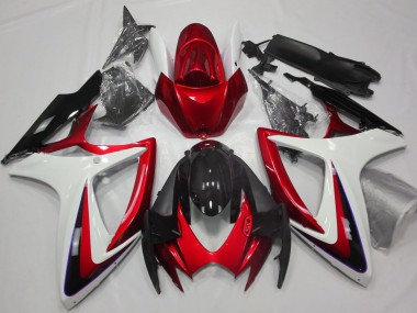 2006-2007 Red & White Debadged Suzuki GSXR 600-750 Motorcycle Fairing UK