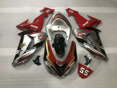 2006-2007 Shiny Silver & Red Kawasaki ZX10R Motorcycle Fairing UK