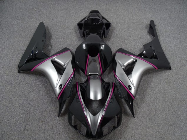 2006-2007 Silver with Pink Pin Stripe Honda CBR1000RR Motorcycle Fairing UK 2006-2007 Silver with Pink Pin Stripe Honda CBR1000RR Motorcycle Fairing UK