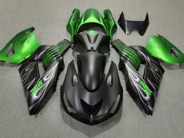 2006-2011 Matte Black and Green Kawasaki ZX14R Motorcycle Fairing UK