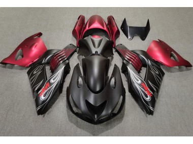 2006-2011 Matte Black and Red Kawasaki ZX14R Motorcycle Fairing UK