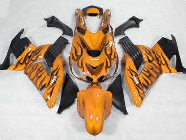 2006-2011 Yellow Black Flame Kawasaki ZX14R Motorcycle Fairing UK