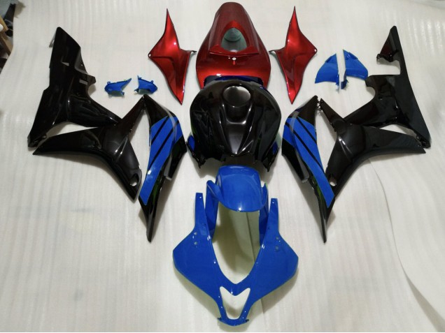 2007-2008 Gloss Black & Blue and Red Accents Honda CBR600RR Motorcycle Fairing UK 2007-2008 Gloss Black & Blue and Red Accents Honda CBR600RR Motorcycle Fairing UK