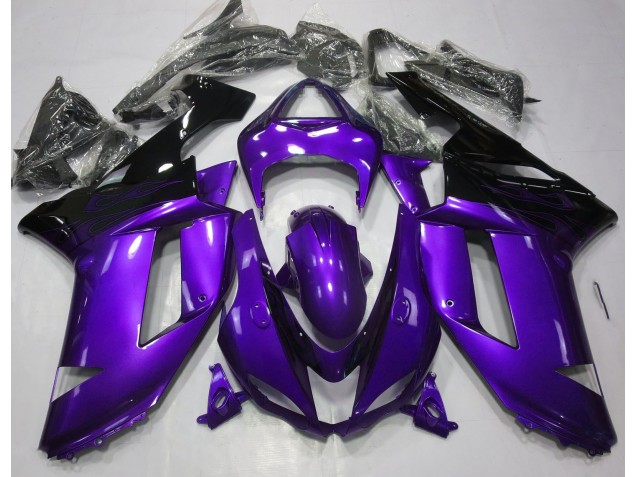 2007-2008 Gloss Purple & Black Kawasaki ZX6R Motorcycle Fairing UK 2007-2008 Gloss Purple & Black Kawasaki ZX6R Motorcycle Fairing UK