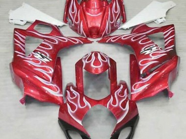 2007-2008 Gloss Red and White Flame Suzuki GSXR 1000 Motorcycle Fairing UK