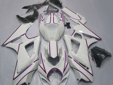 2007-2008 Gloss White Pink Pin Stripe Suzuki GSXR 1000 Motorcycle Fairing UK