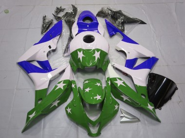 2007-2008 Green and Blue Stars and Stripes Honda CBR600RR Motorcycle Fairing UK