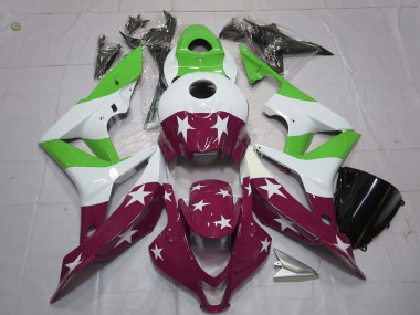 2007-2008 Green and Maroon Stars and Stripes Honda CBR600RR Motorcycle Fairing UK
