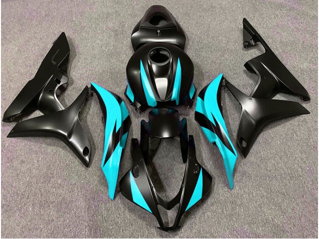 2007-2008 Matte Black & Cyan Design Honda CBR600RR Motorcycle Fairing UK 2007-2008 Matte Black & Cyan Design Honda CBR600RR Motorcycle Fairing UK