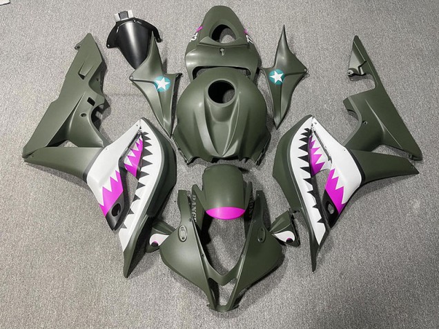 2007-2008 Matte Green & Pink Shark Honda CBR600RR Motorcycle Fairing UK 2007-2008 Matte Green & Pink Shark Honda CBR600RR Motorcycle Fairing UK