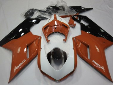2007-2012 Gloss Orange & White Ducati 848 1098 1198 Motorcycle Fairing UK