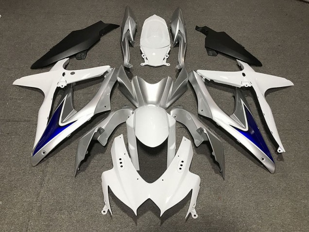 2008-2010 Gloss White With Silver and blue Matte Black Lower Suzuki GSXR 600-750 Motorcycle Fairing UK 2008-2010 Gloss White With Silver and blue Matte Black Lower Suzuki GSXR 600-750 Motorcycle Fairing UK