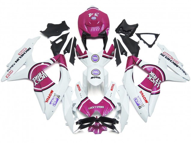 2008-2010 Pink 34 Lucky Strike Suzuki GSXR 600-750 Motorcycle Fairing UK 2008-2010 Pink 34 Lucky Strike Suzuki GSXR 600-750 Motorcycle Fairing UK
