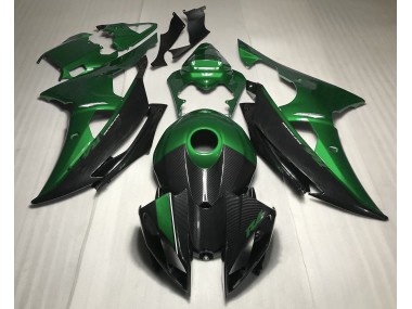 2008-2016 Green w Carbon Style Yamaha R6 Motorcycle Fairing UK