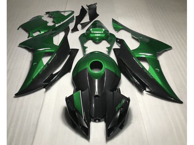 2008-2016 Green w Carbon Style Yamaha R6 Motorcycle Fairing UK