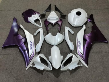 2008-2016 Matte White and Purple Yamaha R6 Motorcycle Fairing UK