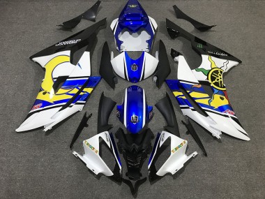 2008-2016 White and Blue Custom Yamaha R6 Motorcycle Fairing UK