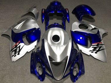 2008-2019 Gloss Silver and Blue Suzuki GSXR 1300 Motorcycle Fairing UK