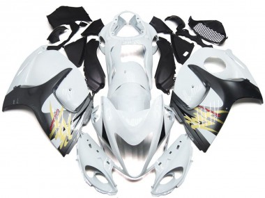 2008-2019 Gloss White with Silver Style Suzuki GSXR 1300 Motorcycle Fairing UK